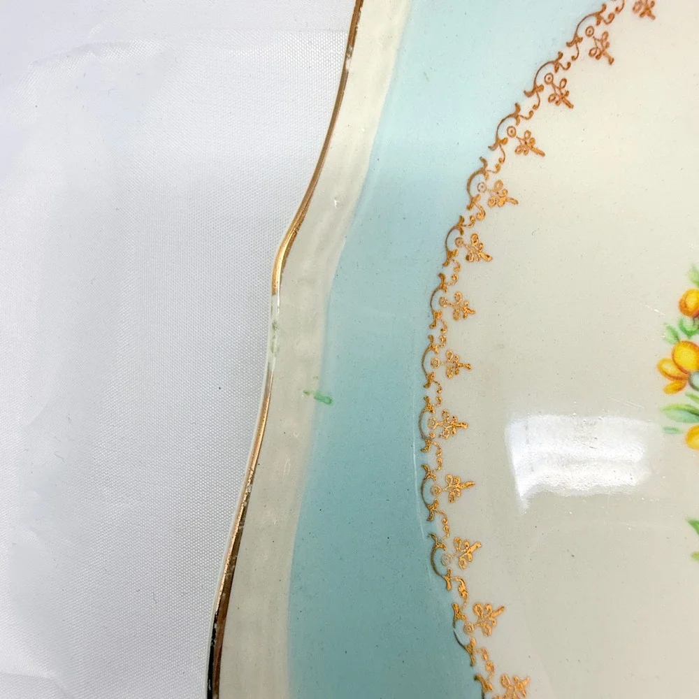 Homer Laughlin Georgian Eggshell Blue Floral Scalloped Salad Plates Set of 7